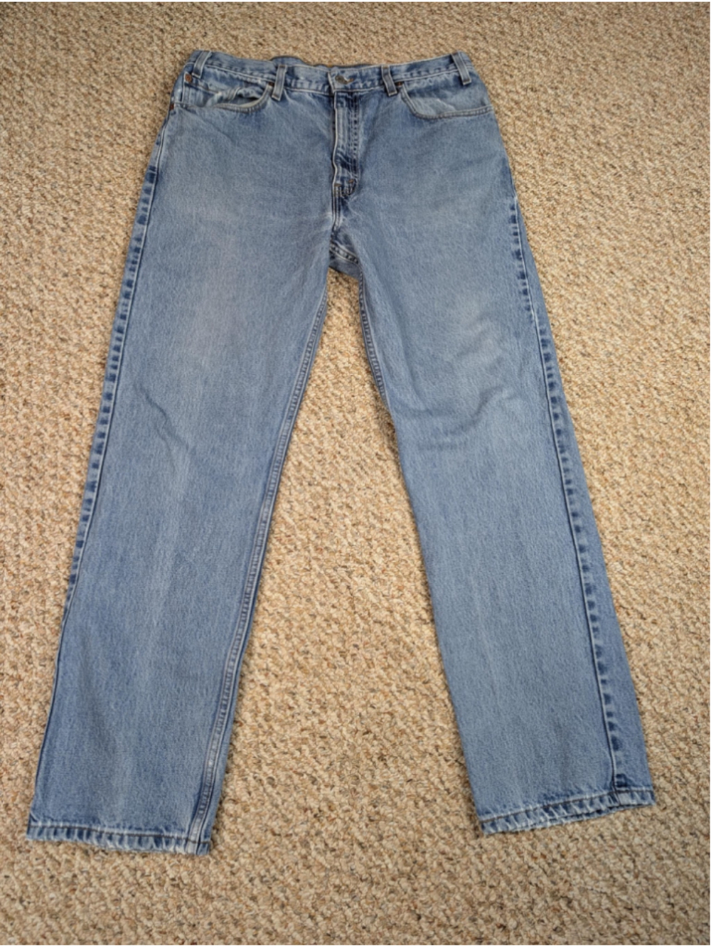 Vintage Levi’s 505 Jeans 38x32 Light Wash Straight Leg Distressed Denim Made in